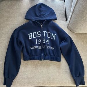 navy cropped hoodie
